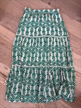 Green Floral Tiered Midi Skirt -  Women